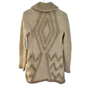Anthropologie Angel of the North Open Front Long Sweater Cream Beige Wool Sz S